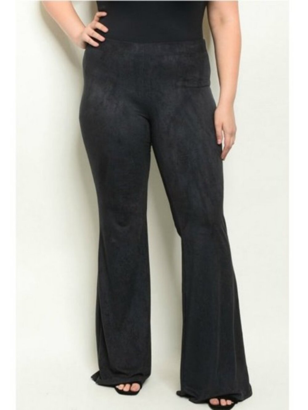 Dazz Black Micro Suede Flare Leg Pants Plus Size 2X or 3X